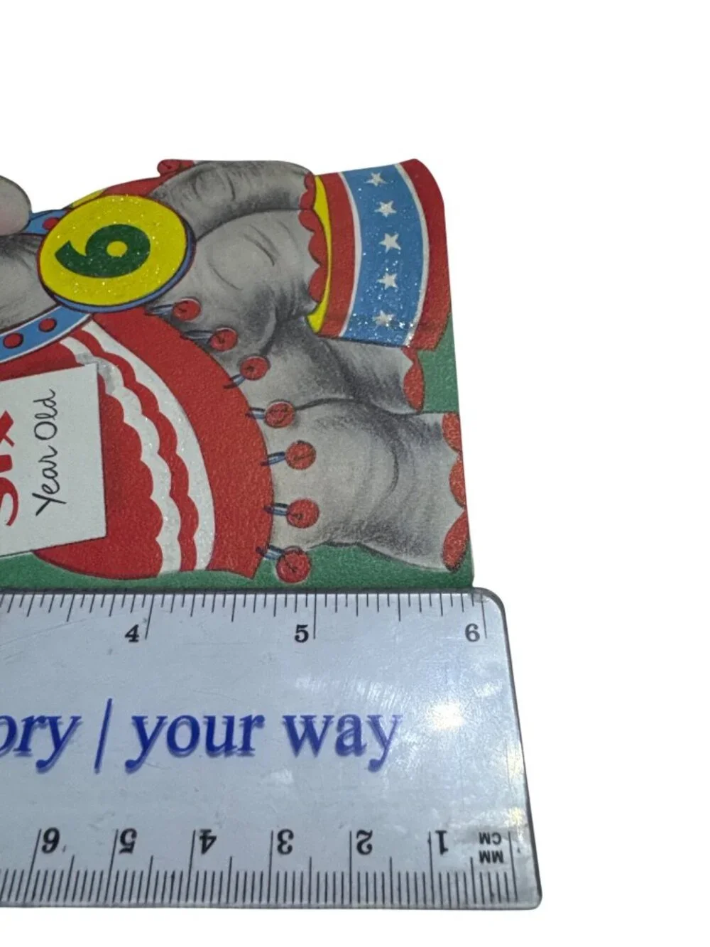 Vintage Cute Elephant Happy Birthday Card For 6 Year Old Child 1950s Die Cut